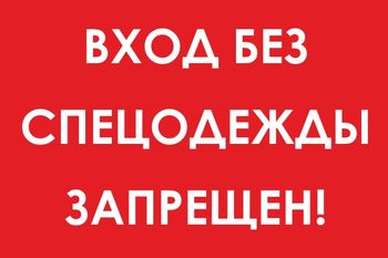 И39 вход без спецодежды запрещен! (пленка, 300х400 мм) - Знаки безопасности - Знаки и таблички для строительных площадок - Магазин охраны труда и техники безопасности stroiplakat.ru